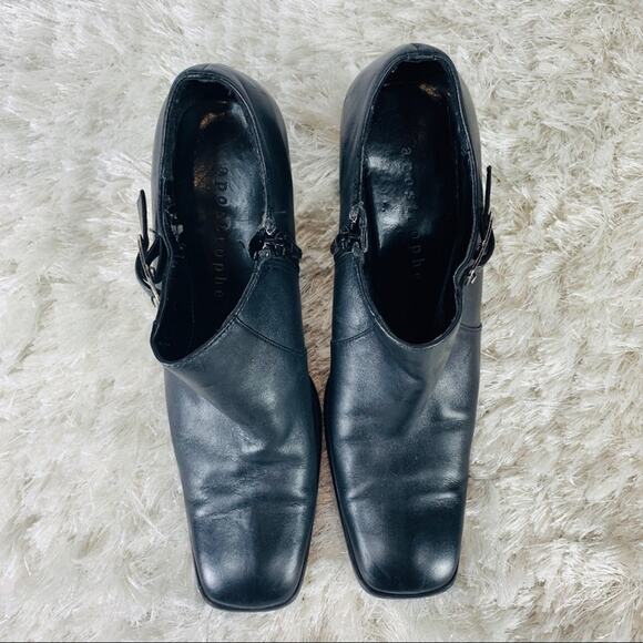 90s Black Square Toe Bootie Sz 8 Apostrophe Brand - Picture 7 of 10